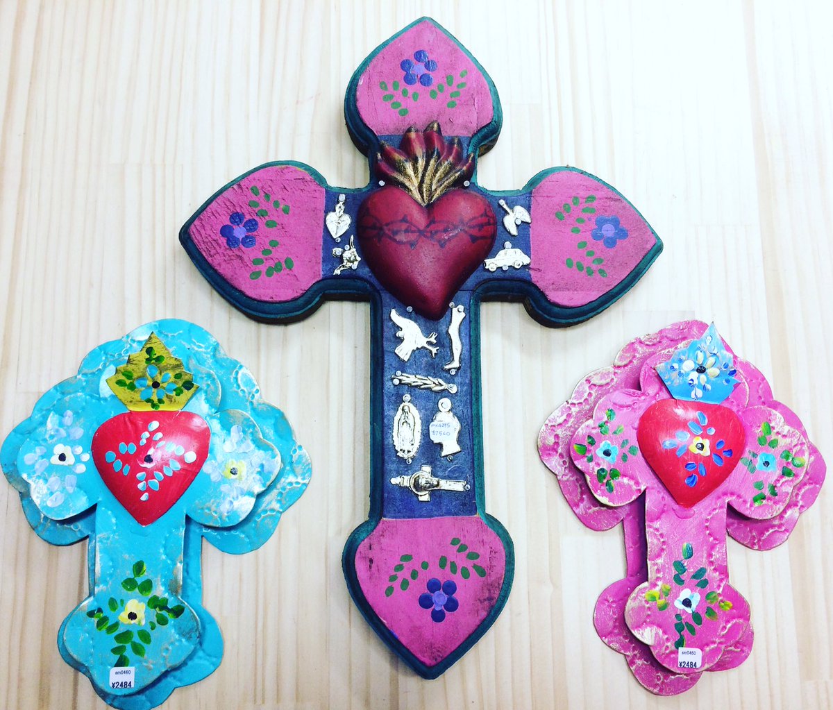 PAD メキシコ雑貨 壁掛け十字架 クロス コラソン PAD メキシコ雑貨 壁掛け十字架 クロス コラソン｜△ 十字架 壁掛け