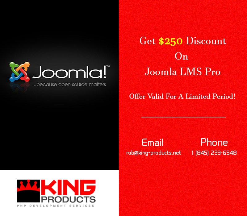 JoomlaLMSKing's tweet photo. Get 250$ discount on the purchase of #JoomlaLMSextension...! Offer for a limited  time period. Check here...https://t.co/fsoKHENvAt #Joomla https://t.co/epSrUpmkEV