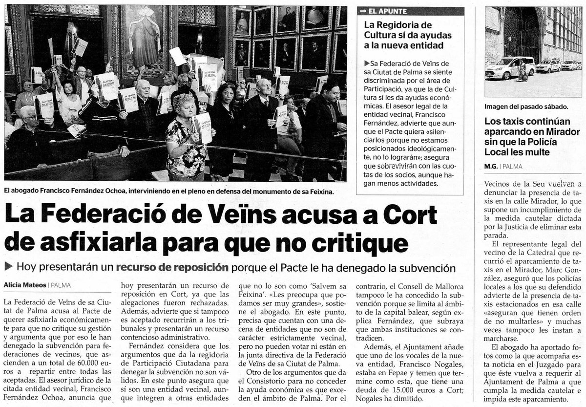 Avui hem presentat recurso de reposició a l'<a href="/ajuntpalma/">Ajuntament de Palma</a>