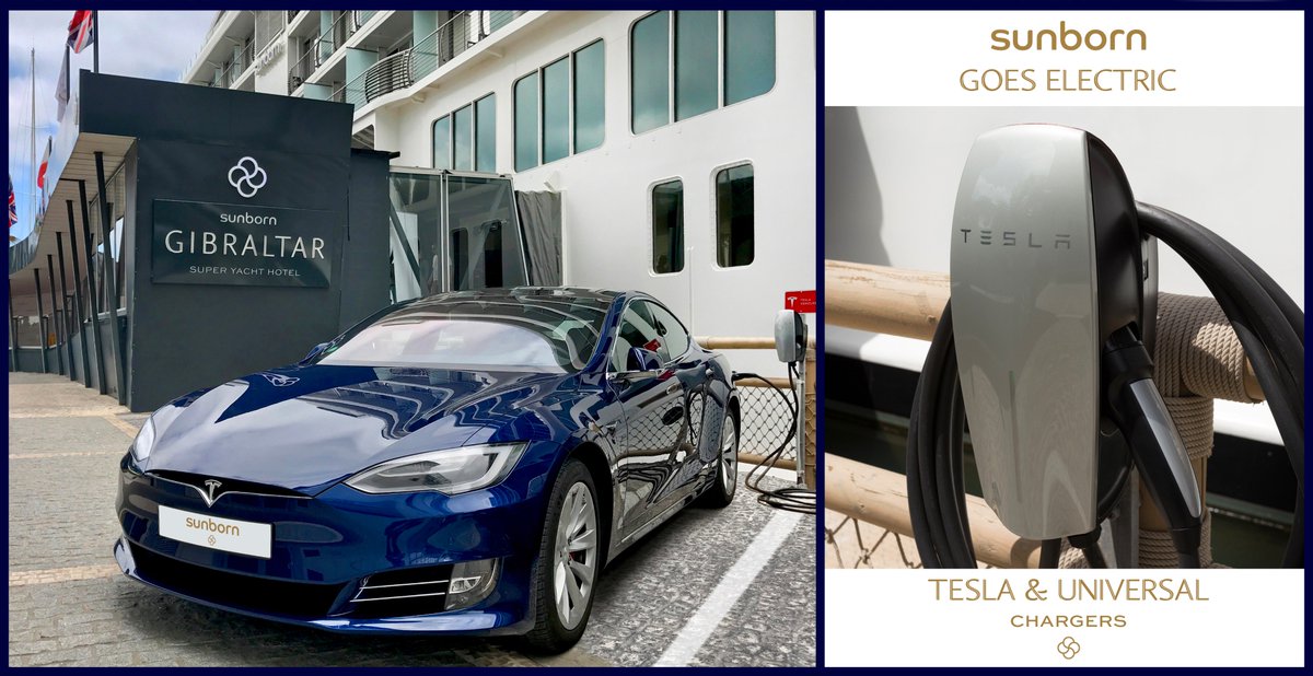 Sunborn goes #Electric with the installation of 2 @TeslaMotors & 2 Universal Chargers. Now available to hotel guests!