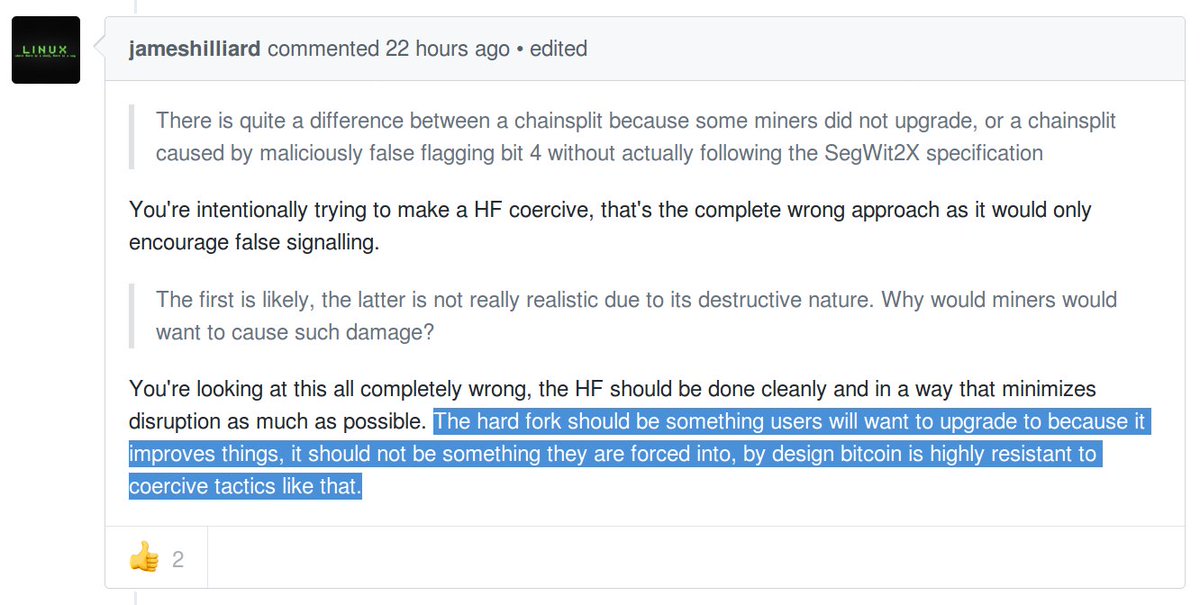 verretor's tweet photo. #Segwit2x hardfork is dead in the egg. https://t.co/uHvIMtC78Q https://t.co/v55T4Z8rWv