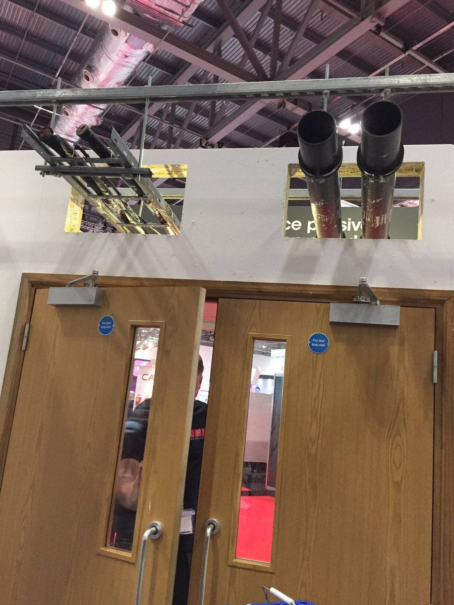 Warringtonfire's tweet photo. Last chance to see our fire stopping installation demo at 2pm today at #FIREX17 #FIREX2017 Stand C100 @FIREXIntl https://t.co/ALIiDL9I4g