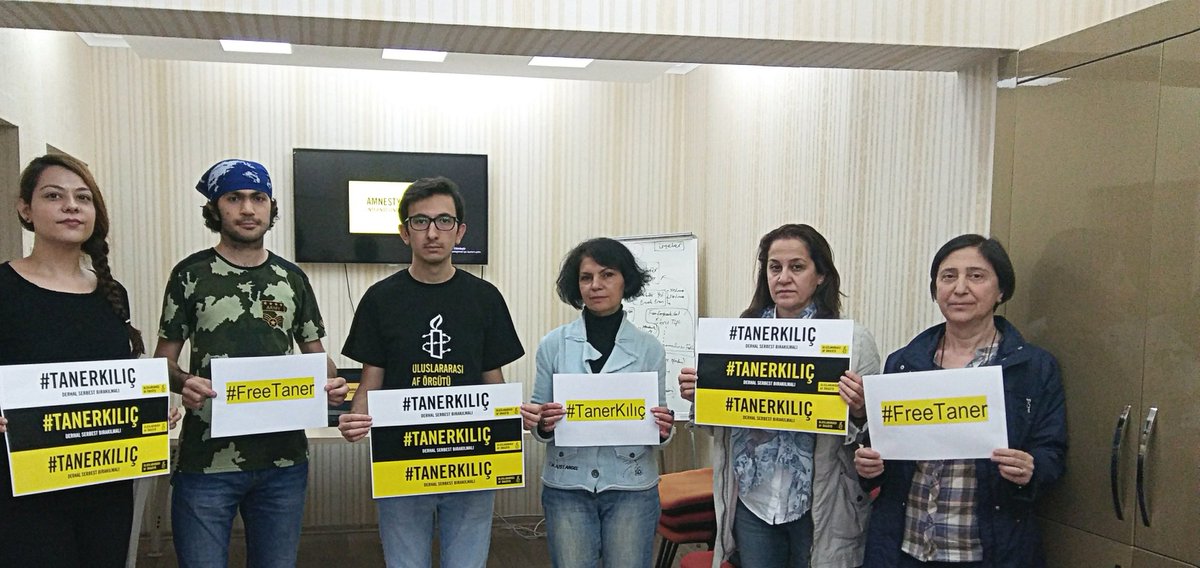 .<a href="/aforgutu/">Amnesty Türkiye</a> İnsan hakları savunucusu #TanerKılıç serbest bırakılmalı ve hakkındaki suçlamalar düşürülmeli! #FreeTaner