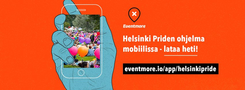 EventmoreApp's tweet photo. @HelsinkiPride lähestyy! Lataa tapahtuman monipuolinen ohjelma puhelimeesi: https://t.co/bq17LcCZF3 #HelsinkiPride #Eventmore https://t.co/GU1srFgQCO