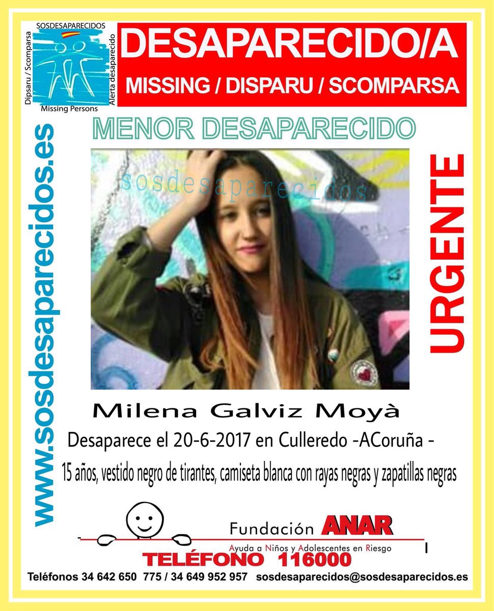 guardiacivil's tweet photo. #Urgente
Esta es Milena, una #menor que ha #desaparecido en Culleredo #ACoruña
Si la ves
📞062
📞112
Tu RT no cuesta nada y ayuda mucho https://t.co/P7ZPck1WaJ