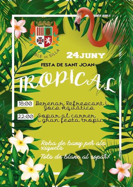 fallapoble's tweet photo. SOPAR DE SANT JOAN
🐠🌺🌴 TROPICAL 🌴🌺🐠
24 de Juny.
Berenar, joc aquàtics, sopar i gran festa. ☀️💦
No podeu faltar! 😏

#TORNEM #Falles2018 https://t.co/YudmKbAAcr