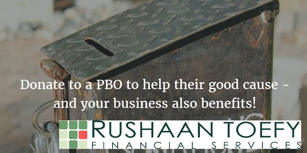 RushaanToefy's tweet photo. When donating to a #PBO, the #donation is #tax deductible &amp; you can claim full #BEE points under the SED category. Call us for more info! https://t.co/4aP2iat3Al