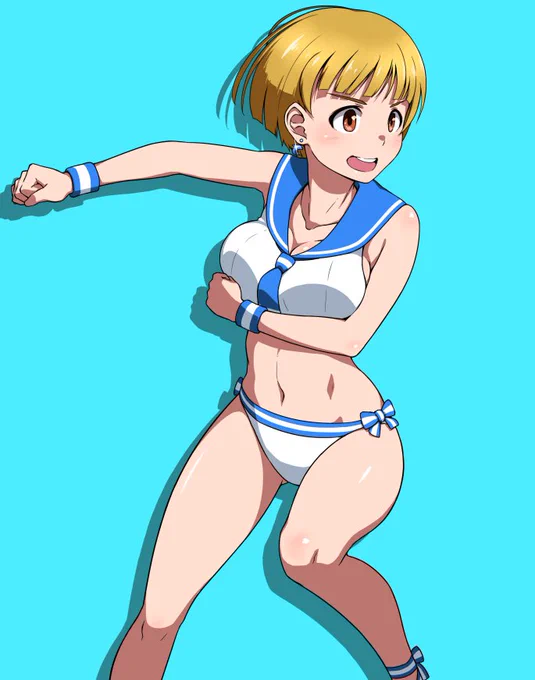 ノリノリでダブルラリアットをぶっ放そうとする福田のり子
だがいかん!それは他社の技だ 