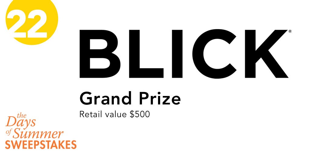 artistsnetwork's tweet photo. LAST DAY of Days of Summer Sweepstakes 2017! Don't miss your chance to win the GRAND PRIZE from Blick! https://t.co/qzn1Pw4UUA #SummerSweeps https://t.co/PercoKmTi3