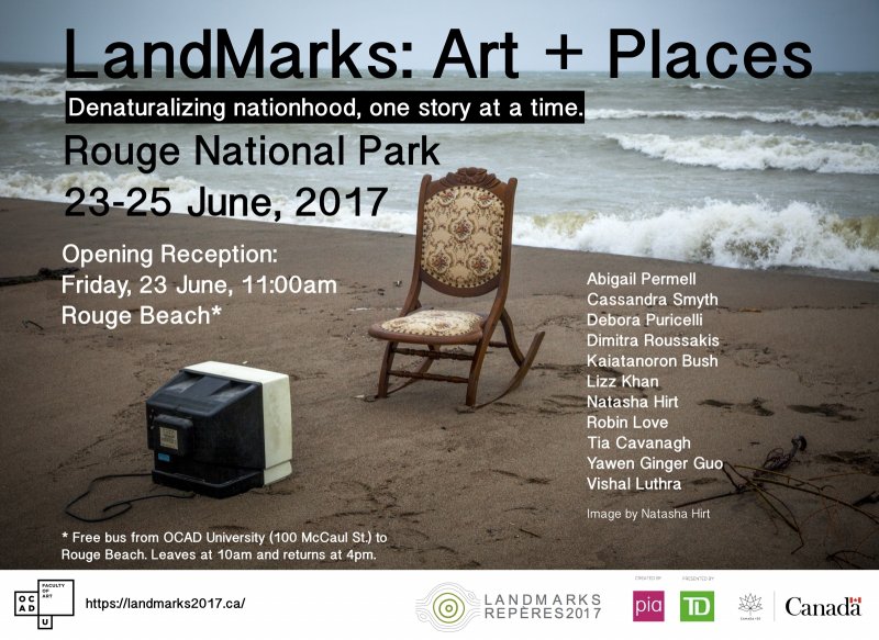 Tomorrow! Free bus shuttle from #OCADU to see our student <a href="/LandMarkRepere/">LandMarksRepères2017</a> student exhibitions at <a href="/RougePark/">Rouge National Urban Park, Parks Canada</a>  buff.ly/2toJdL8