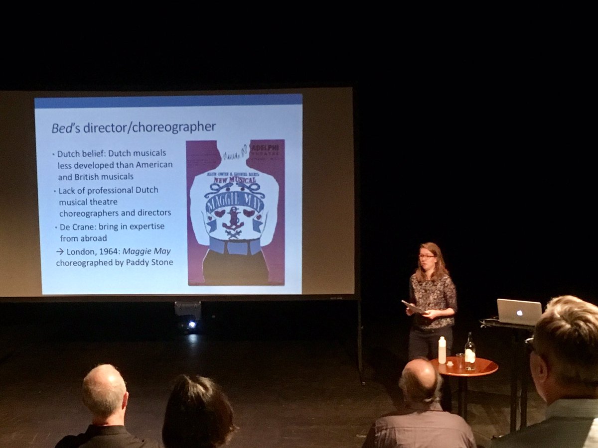 mt_UoW's tweet photo. @SanneGTh, one of our PhD students, speaks at Song, Stage and Screen on dutchness and En Nu Naar Bed #musicaltheatre #dutchmusicals #SSSXII https://t.co/tBlHUARIoF