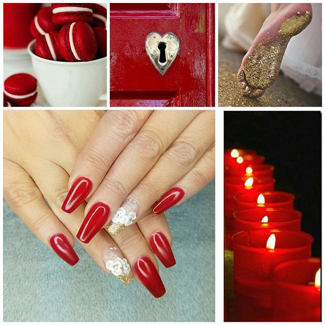 At <a href="/intouchbeautyza/">In Touch Beauty</a> #nailsalon you will never lose your #sparkle. Dazling gold and red #nail combo With 3D #nailart