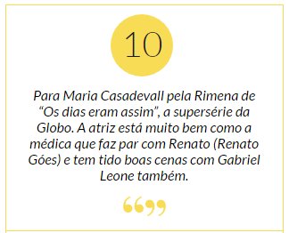 colunaplay's tweet photo. Nota 10 para Maria Casadevall pela Rimena de “Os dias eram assim”. Mais em https://t.co/08BF7TDGis https://t.co/Q7rpnpz6Fw