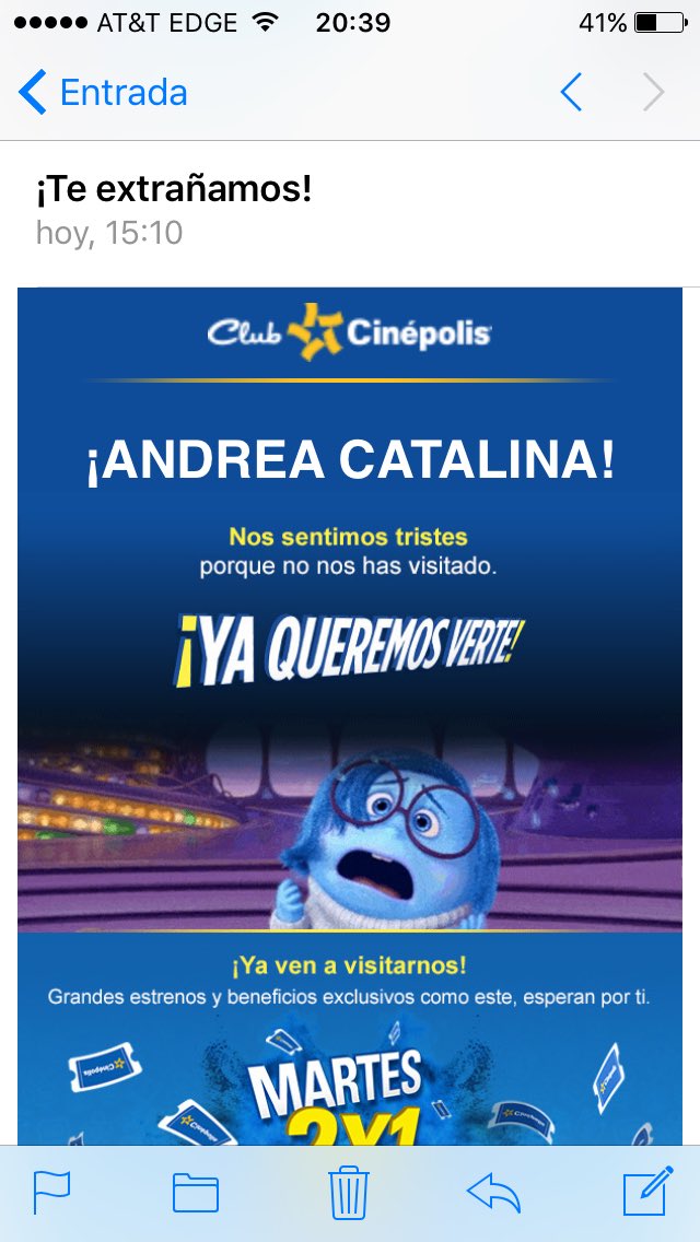 AndicoX's tweet photo. Hasta Cinépolis no puede vivir sin mi. https://t.co/hBvzrltCCe