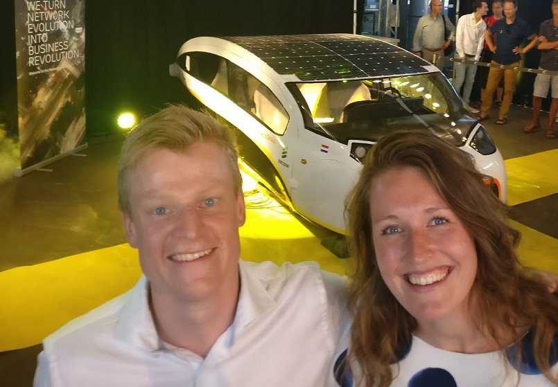 GuidehouseCEI's tweet photo. Sharing innovative #mobility insights: @Ecofys consultants Maarten Cuijpers & Minke Goes @SolarEHV presentation of new #SolarCar #STE17 https://t.co/mgviXxUY4f