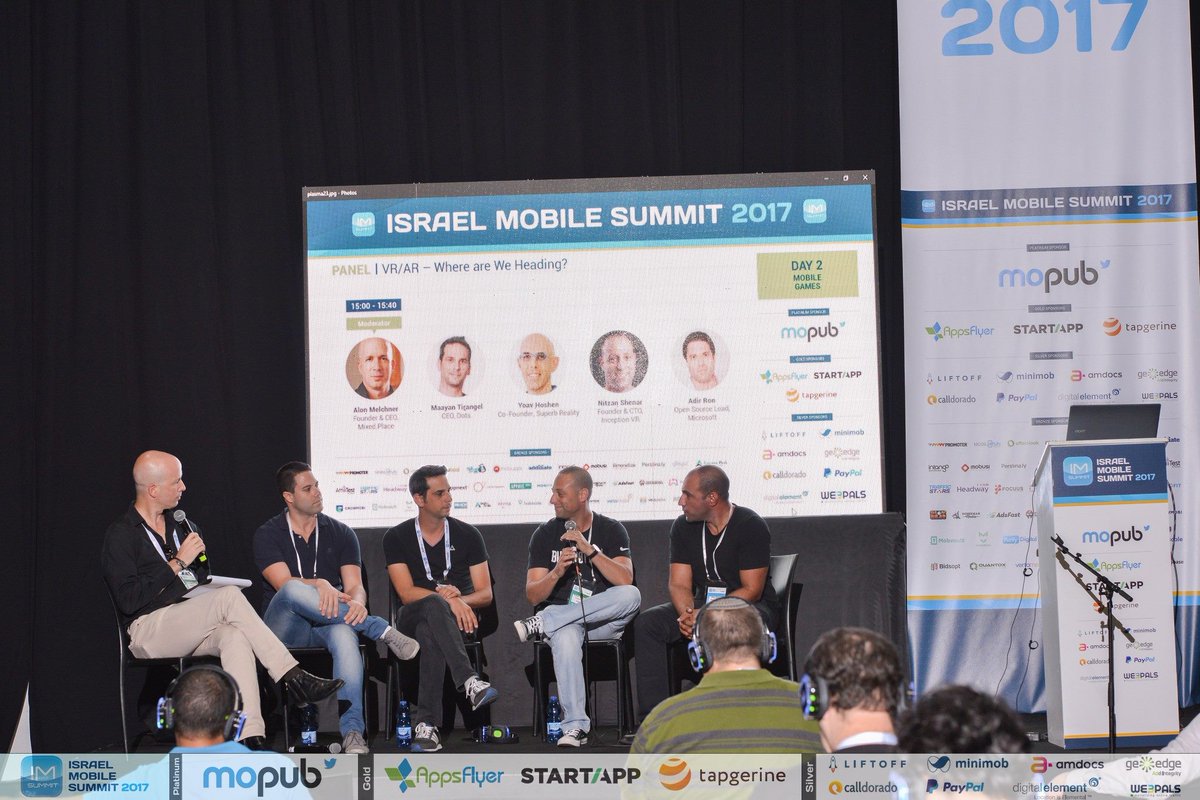 Alon_Melchner's tweet photo. Moderating a panel about our future #mixedplace - combined with #Mixedreality #AugmentedReality #VirtualReality #IoT in @IsraelMobileSummit https://t.co/Ts1L7CZO9e