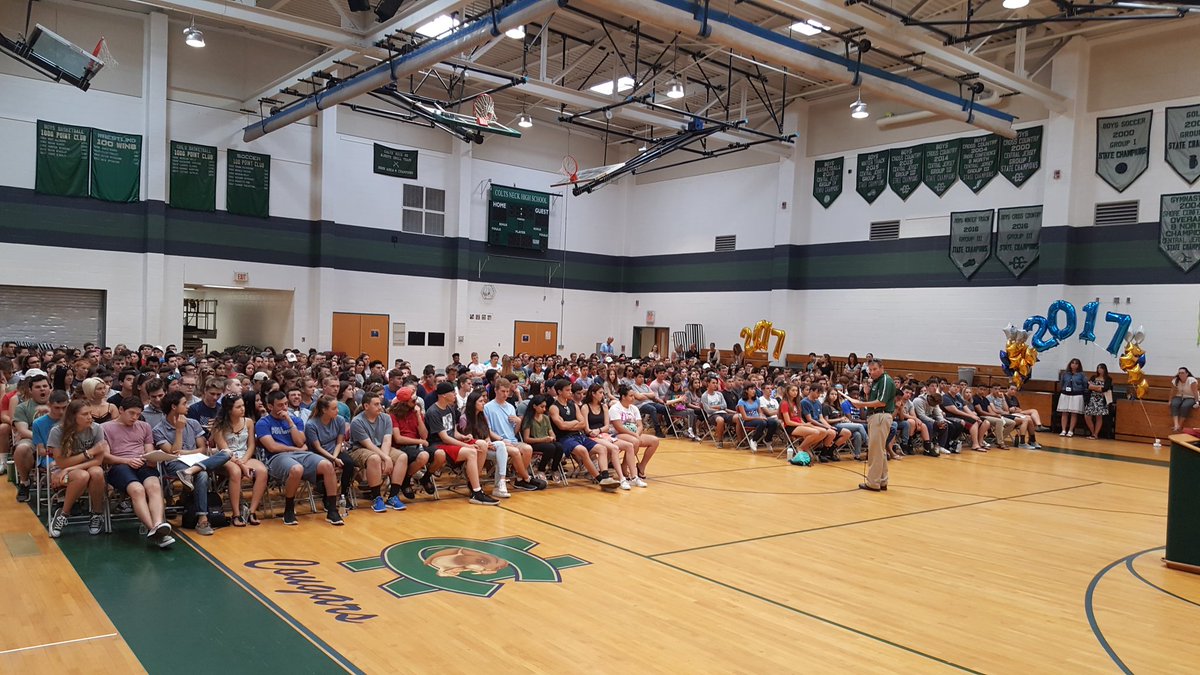 DDSimonSr's tweet photo. The amazing @CNHS_2017 listening intently to final practice preparation from @bpdonahue11. Heading outside now. It's getting real. 🎓 https://t.co/DtrYxoyIZx