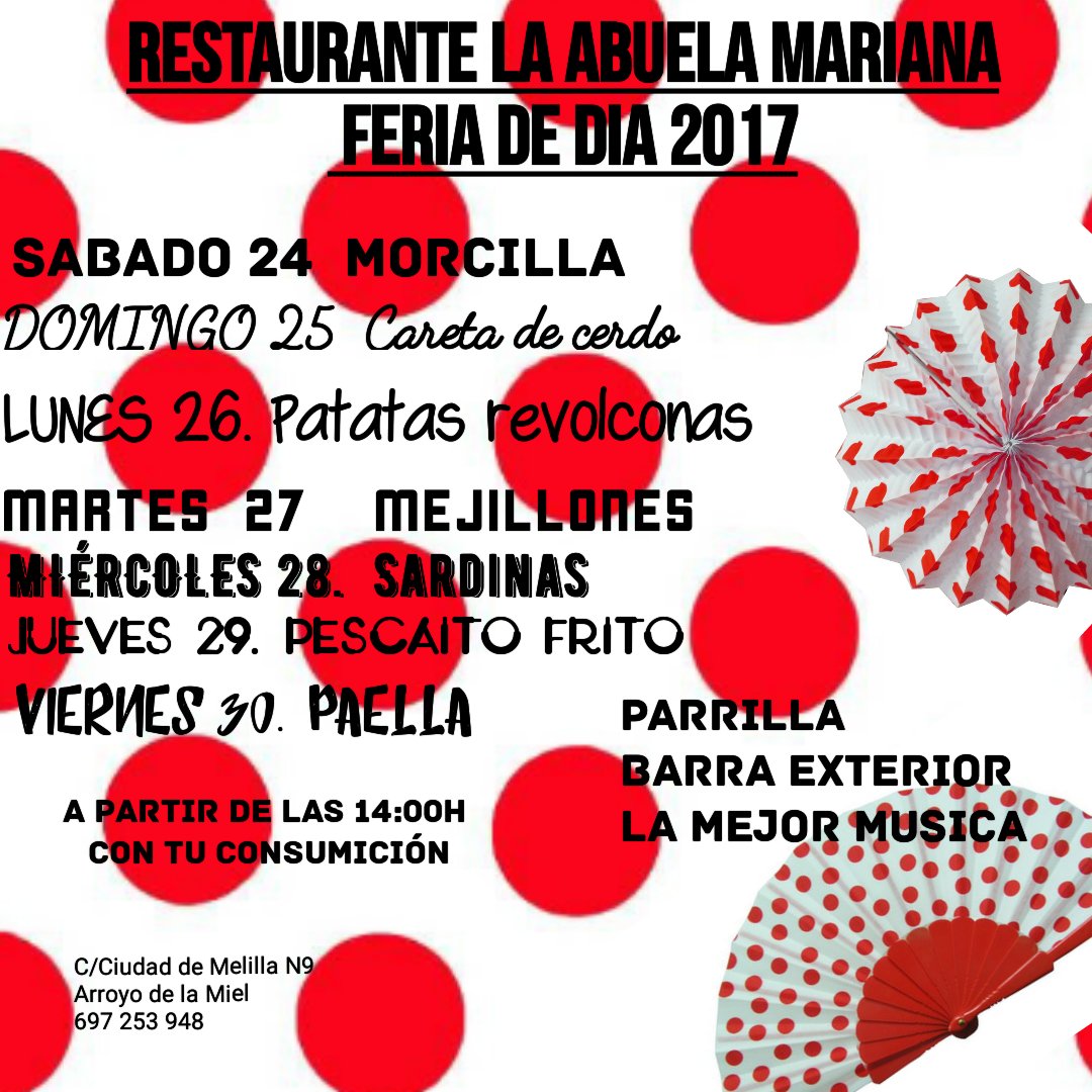 triniagg's tweet image. FERIA DE SAN JUAN EN RESTAURANTE LA ABUELA MARIANA. #feriadebenalmadena #Benalmádena #sanjuan2017