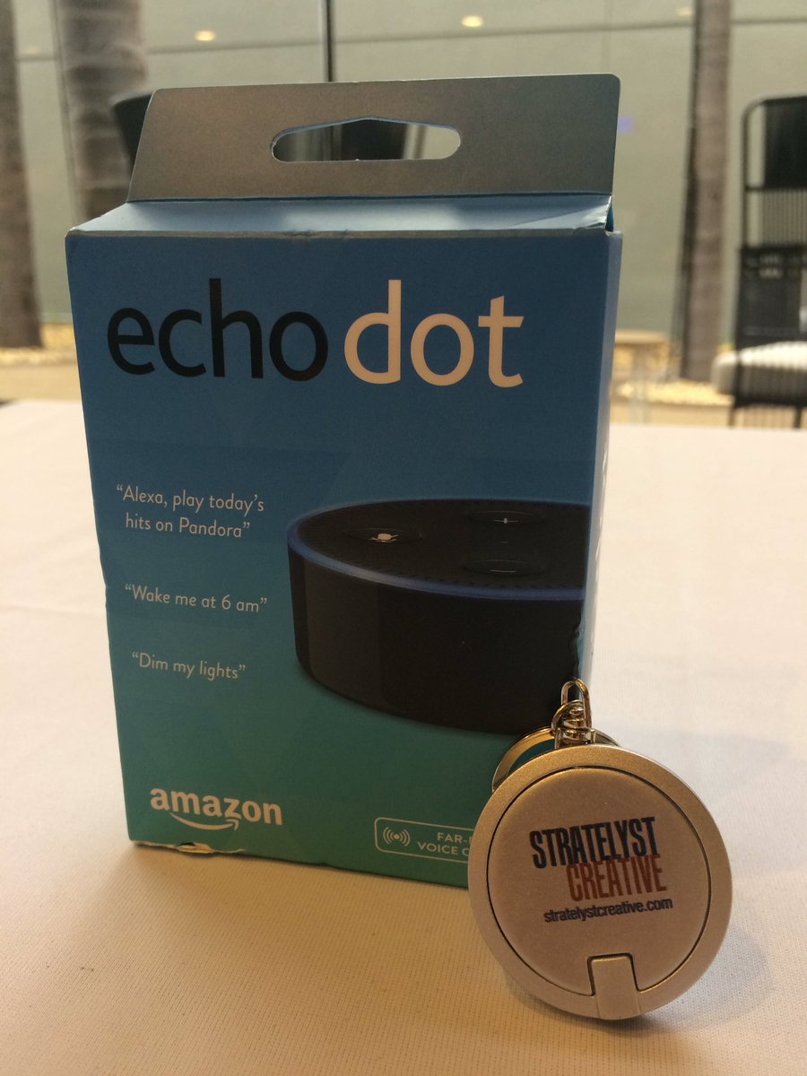 StratCreative's tweet image. Morning fellow colleagues! Stop by our table in the lobby for a chance to win an Echo Dot, Drawing on Friday #caseSEA