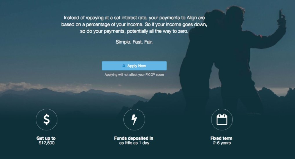 TruStage's tweet image. Can you imagine loan payments based on a % of your income? @HelloAlign can! ht.ly/JlRh30cc0K8 @cmfgventures