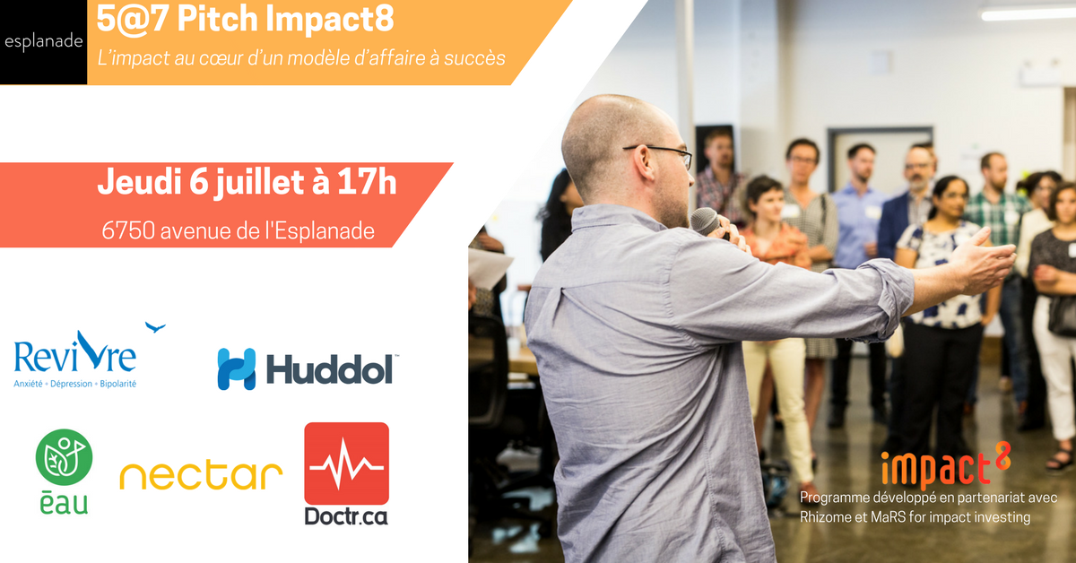 esplanadeQC's tweet photo. Nos organisations d'#Impact8 pitcheront le 6 juillet!
Sauront-elles vous convaincre?

Inscriptions► https://t.co/QHervZPvI0
#pitchI8 https://t.co/IzcOoK0uXq