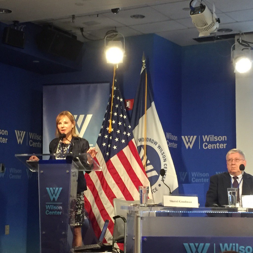 RVirginiaPolar's tweet photo. Sherri Goodman @TheWilsonCenter Senior Fellow asks Arctic Waters panel what keeps you up at night #ArcticInDC https://t.co/lUApCku0DS