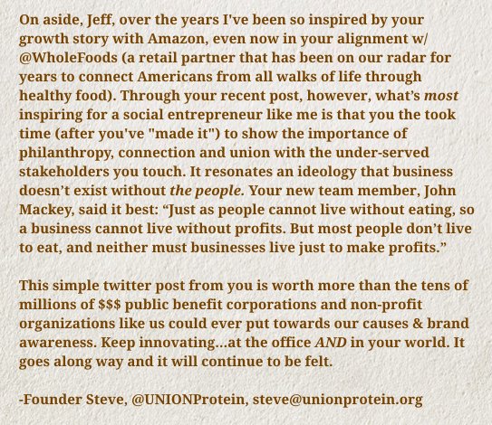 UNIONProtein's tweet photo. @JeffBezos @NewmansOwnFdn @WholeFoods  https://t.co/mWzuuSDCu5