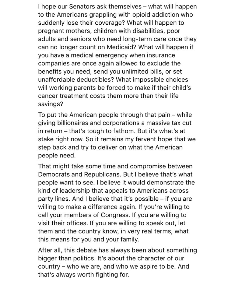 Obama has weighed in, says the Senate bill is "not a health care bill".