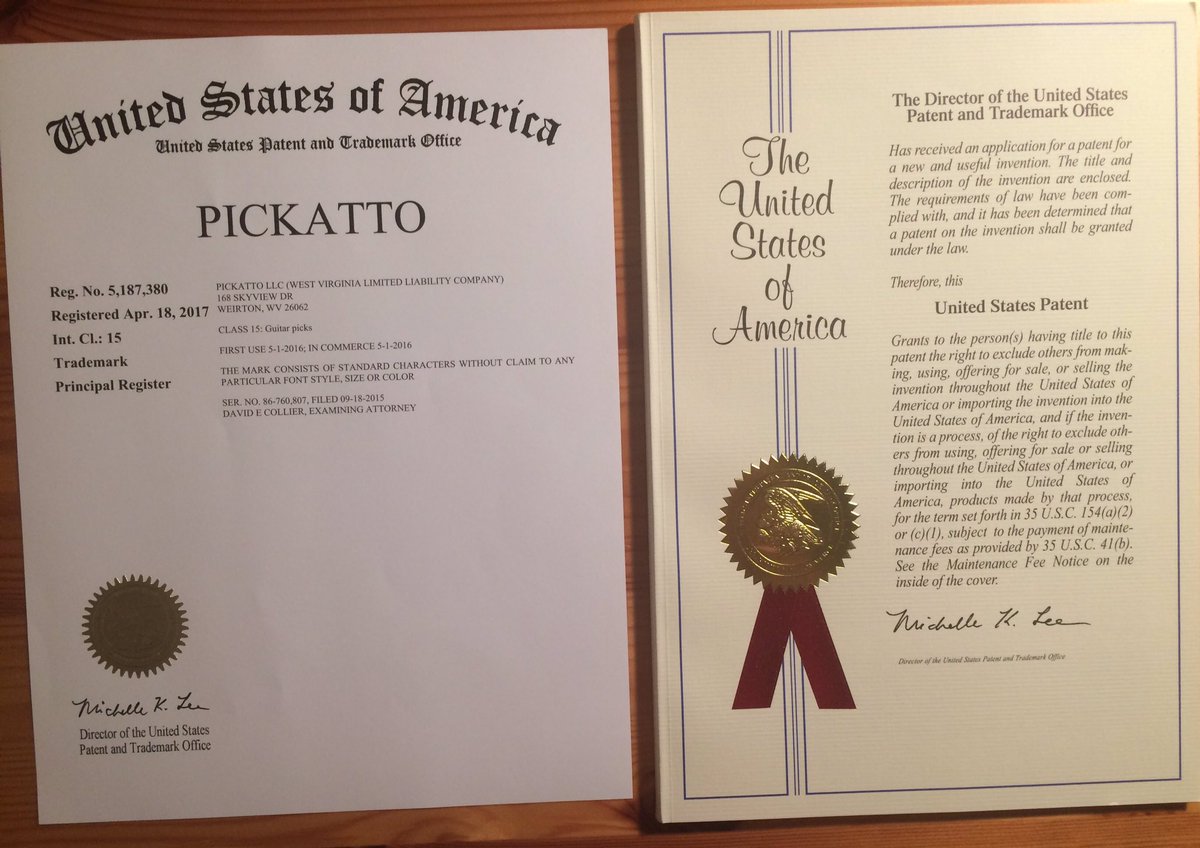 pickatto's tweet image. Pickatto now has a Registered Trademark and official U.S. Patent. We will be moving on to production soon. #guitar #newtech