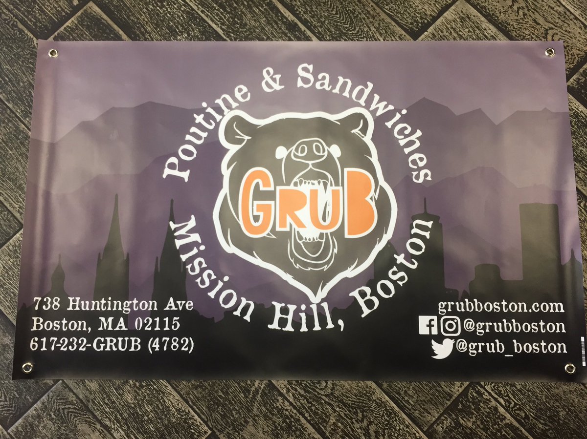 Grub_Boston's tweet photo. One of our banners for the @NHPoutineFest this Saturday! ❤️#MissionHill #boston #brighamcircle #poutine #nhpoutinefest #bostonfood https://t.co/39o2rqgZDk