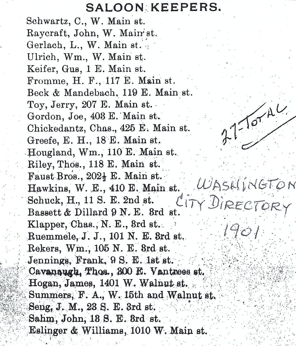 If you were looking to do some imbibing in 1901 Washington, there were no fewer than 27 saloons to keep your spirits up.