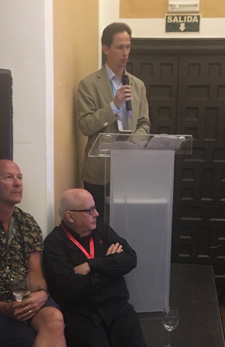 Dianacelella's tweet photo. What amazing event #Hispec2017 been now the final event celebrating 100 yrs of #Roca great speech by Jorge Bleier @RocaUK #bathroomdesign https://t.co/3IFnPINhXH