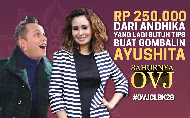 OVJ_kitelagi's tweet photo. Ayo bantuin @dhikacungkring buat gombalin @ayushitaaa. Ada 250rb nih buat gombalan paling menarik! #OVCLBK28 https://t.co/W9VkiRL024