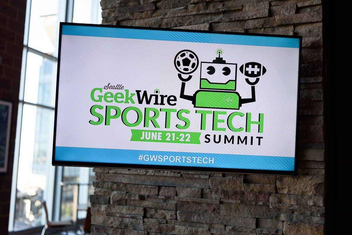 geekwire's tweet photo. Don't you love the snazzy #GWSportsTech logo?? Designed for us by the incredible @ChrisLewman... more samples/info: https://t.co/YemCJvoZBQ! https://t.co/wGFNz2vryn