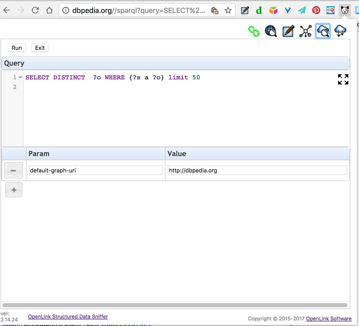 kidehen's tweet image. 5/ Executing #SPARQL query via #DBpedia #API using interaction console. #Swagger #APIEconomy #SemanticWeb #LinkedData #REST #AI #SmartAgent