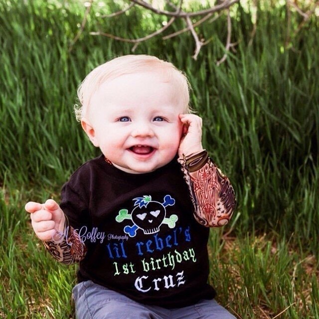 TotTude's tweet photo. Cruz rocked his 1st birthday in his custom #TotTude tat tee! ☝🏼️😎☠ #1stbirthday #embroidery #handmade #kidsstreets… https://t.co/ozVa1SrxpR https://t.co/hixiw7meN7