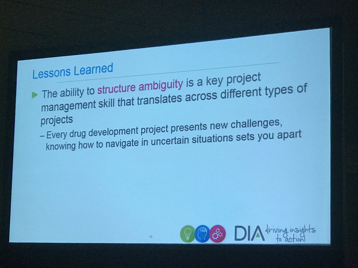 karlachilders's tweet photo. Ability to structure ambiguity is a key PM skill that can help you be successful in "non-traditional" projects #DIAPMCommunity #DIA2017 https://t.co/Oc4fIsRXOY