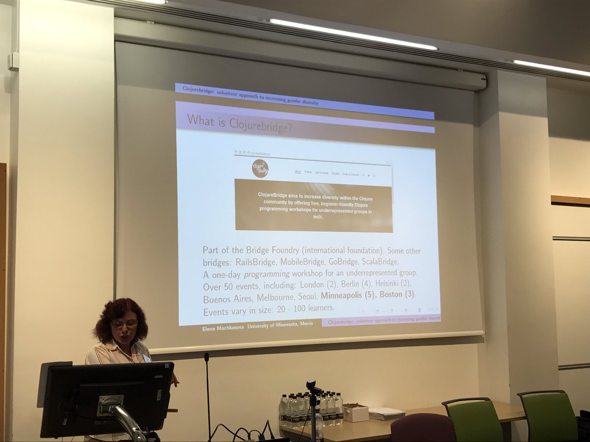 thompson_si's tweet image. Finding out about #clojurebridge at #TFPIE2017 from Elena Machkasova