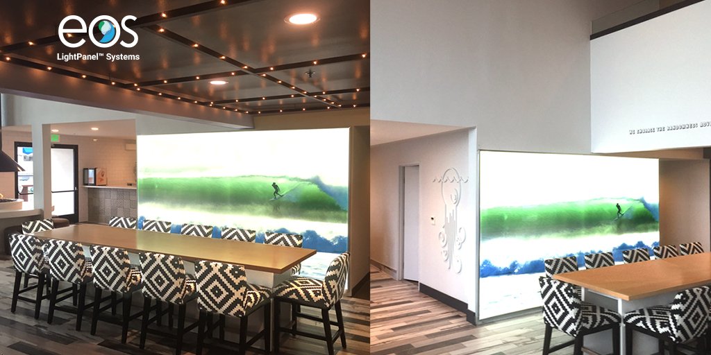 eoslightpanels's tweet image. Project Spotlight: Hotel Hermosa 5300k Overscale BASIC LightPanel™ to backlight Art Feature Wall in the Hotel Lobby #EOSLightPanelSystems