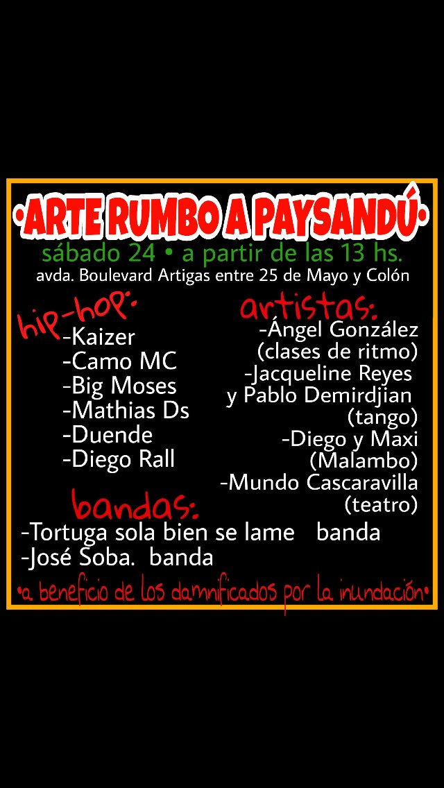 Rap_UY's tweet photo. Evento a beneficio de los daños causados por inundaciones a las personas de Paysandu https://t.co/eqTlTWkEYk