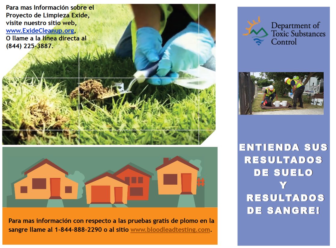 DTSC_Espanol's tweet photo. ¿Necesitas ayuda para entender tus resultados de muestra de plomo de #Exide? Estaremos hoy al a la Bibltca Cesar Chavez en #Maywood (3-6pm) https://t.co/YoNPj1e9nK