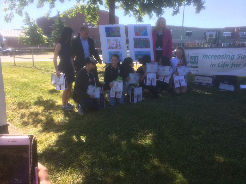 Port Coquitlam student artists being recognized by Telus.  Their art is wrapping Telus boxes. #next150