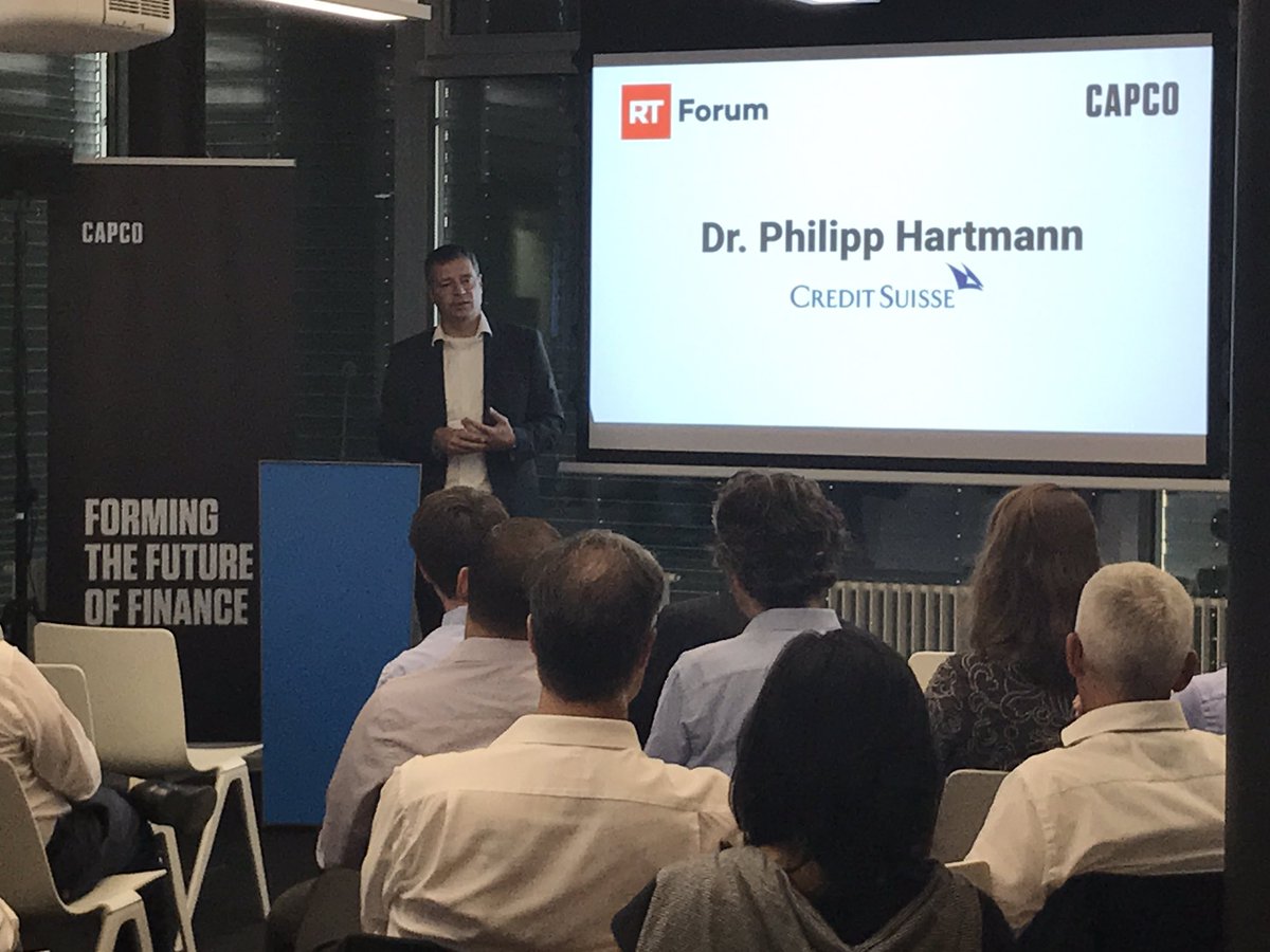 dittotv's tweet photo. #rtzur in full flight at @Capco with Dr. Philipp Hartman from @CreditSuisse enlightening the @regtechzurich #crowd #regtech #zurich https://t.co/6raywRrULt