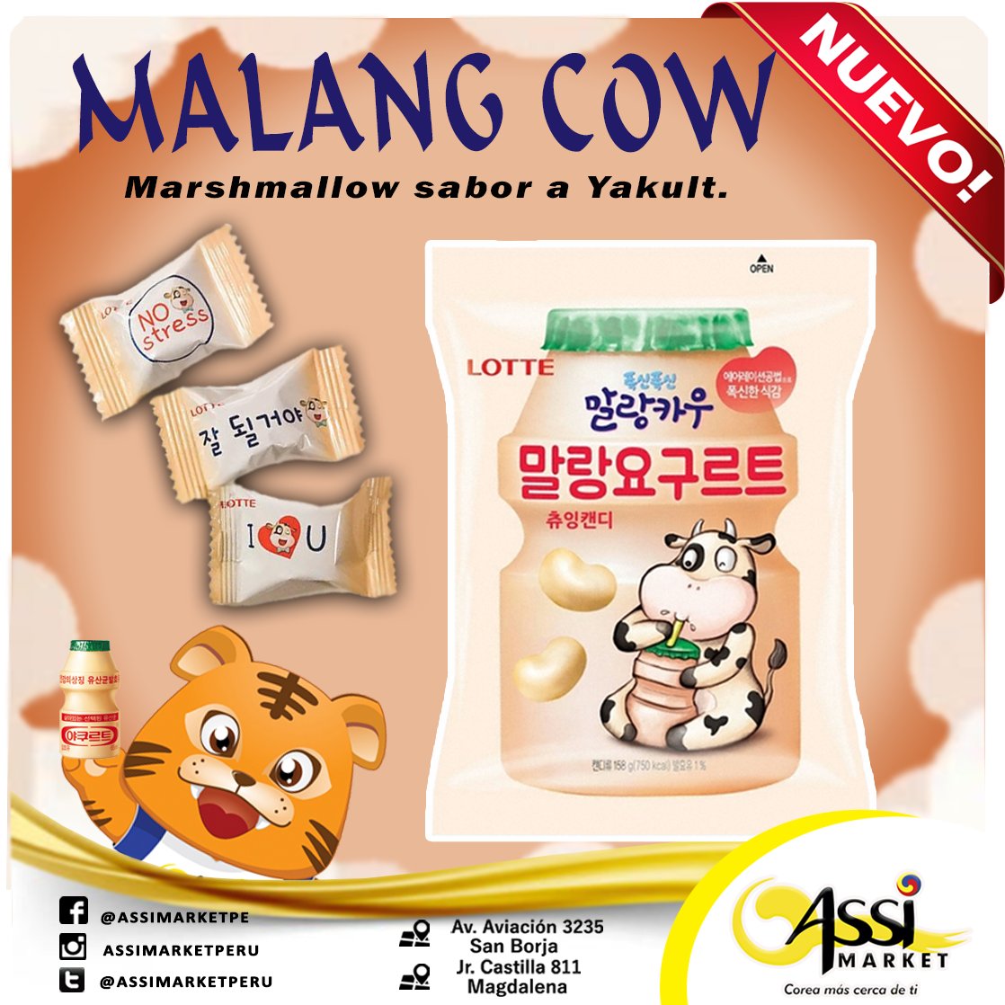 ASSIMARKETPERU's tweet photo. 📣【PRODUCTO NUEVO - MALANGCOW YAKULT】🇰🇷
Disfrútala #marshmallow sabor al riquísimo #yogurt #Yakult. 😋 🍬
#assimarket https://t.co/G3nmGgwvaQ