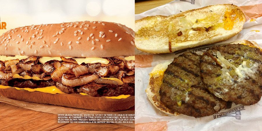 emi_gian's tweet photo. @BurgerKingArg sabemos que ninguna foto es igual a la real, pero no es mucho esto? Para eso me pedía una hamburguesa simple... https://t.co/y352KAkGHJ