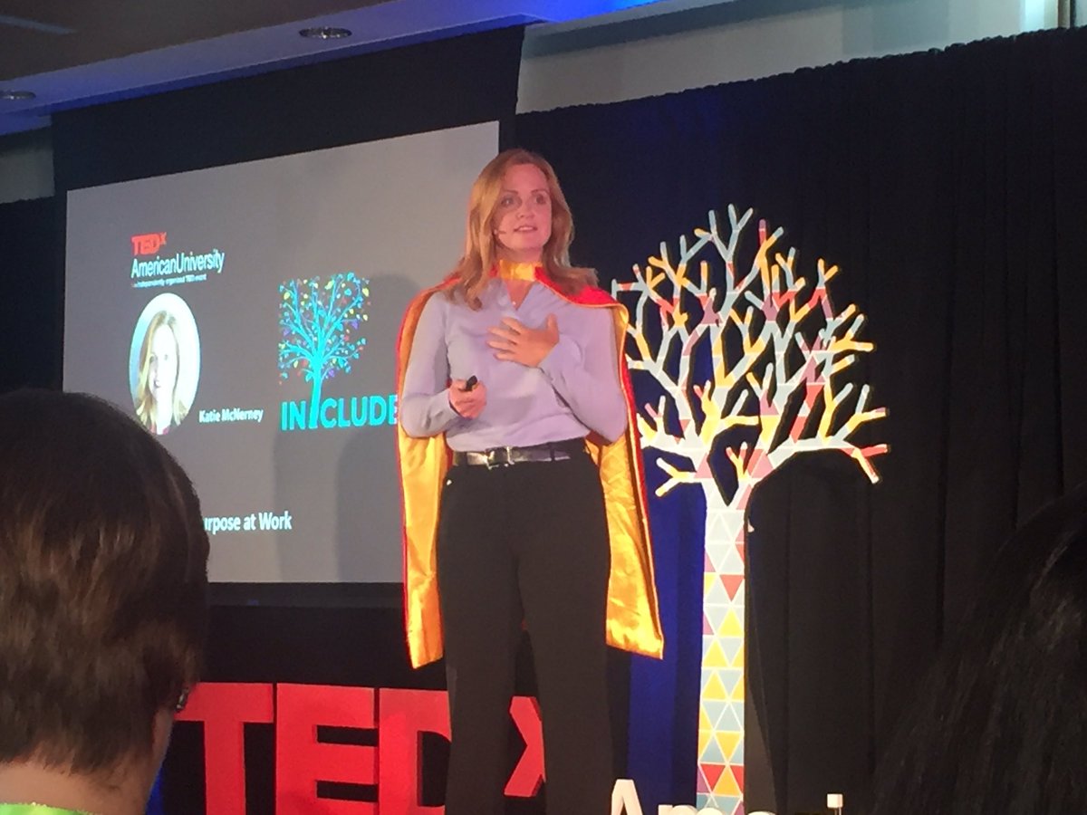 AUKeyPrograms's tweet photo. .@KatieMcNerney encourages you to "put your cape on" and use your purpose for good in the world. #TEDxAU https://t.co/ok3MzL35UW