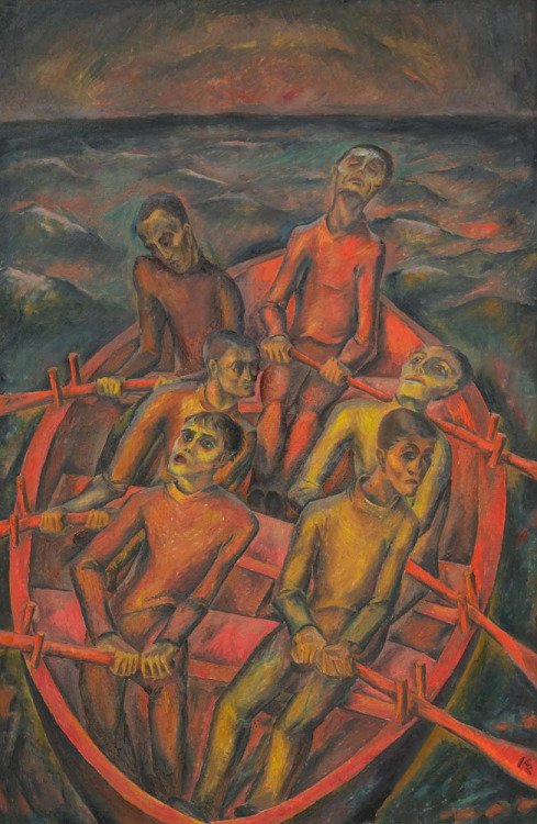MenschOhneMusil's tweet photo. Ignaz #Epper (Swiss, 1892 - 1969) Sailing with self-portrait (Überfahrt mit Selbstbildnis), 1920. https://t.co/rNSsFRbKJZ
