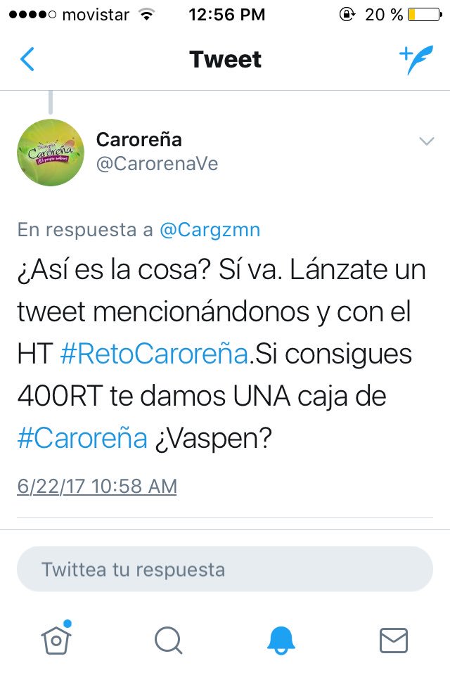 Gente, por favor aporten un RT a la causa del #RetoCaroreña para ganar una caja de <a href="/CarorenaVe/">Caroreña</a>