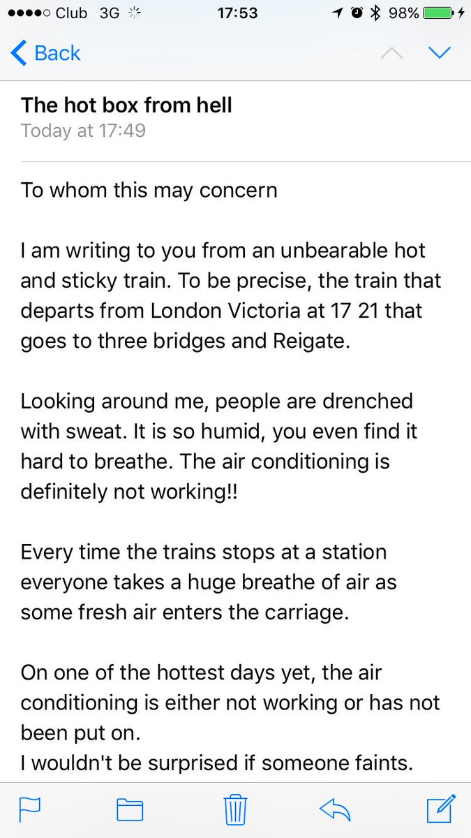 Southern rail do it again! 🔥🔥 #southernrail #hotashell #complaints <a href="/SouthernRailUK/">Southern</a>