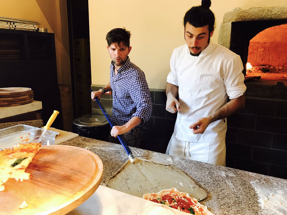 mradamscott's tweet image. As fate would have it, my pizza-making class in Italy goes awry, so the chef saves me by turning it into a calzone.